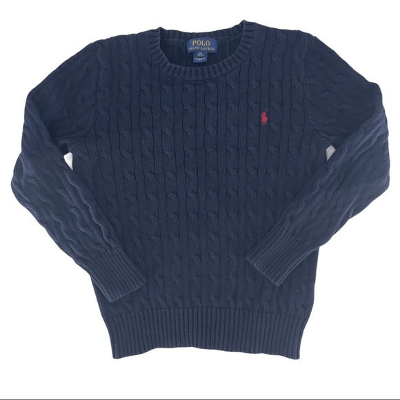 Polo Ralph Lauren Navy Cable Knit Cotton Sweater M - Picture 2 of 6